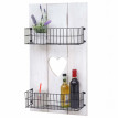 Étagère murale HWC-D42, panneau mural, étagère avec petits paniers, blanc, shabby, bois massif - 70x40x10cm