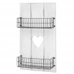 Étagère murale HWC-D42, panneau mural, étagère avec petits paniers, blanc, shabby, bois massif - 70x40x10cm