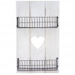 Étagère murale HWC-D42, panneau mural, étagère avec petits paniers, blanc, shabby, bois massif - 70x40x10cm