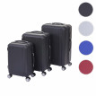 Lot de 3 valises HWC-D54b, valise rigide à roulettes, bagages à main, hauteur 72/60/50cm - noir, premium