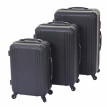 Lot de 3 valises HWC-D54b, valise rigide à roulettes, bagages à main, hauteur 72/60/50cm - noir, standart