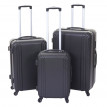 Lot de 3 valises HWC-D54b, valise rigide à roulettes, bagages à main, hauteur 72/60/50cm - noir, standart