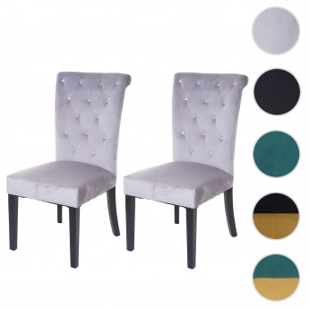 2x chaise de salle à manger HWC-D22, fauteuil avec rivets, velours - noir