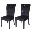 2x chaise de salle à manger HWC-D22, fauteuil avec rivets, velours - noir