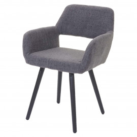 Chaise de salle à manger HWC-A50 II, style rétro années 50 - tissu, gris, pieds foncés