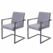 2x chaise de salle à&nbsp;manger HWC-D34, fauteuil oscillant - tissu gris clair
