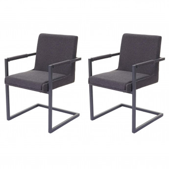 2x chaise de salle à  manger HWC-D34, fauteuil oscillant - tissu gris foncé