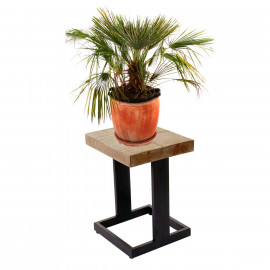 Tabouret de fleurs HWC-A15, porte-fleurs, table à plantes, bois massif de sapin, rustique 48x36x32cm