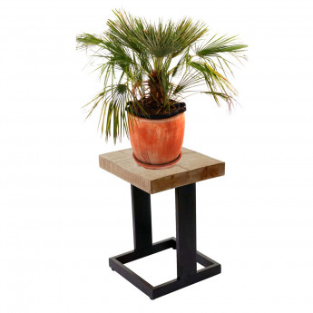 Tabouret de fleurs HWC-A15, porte-fleurs, table à plantes, bois massif de sapin, rustique 48x36x32cm