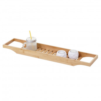 Planche pour baignoire HWC-B73, rack de dépose, support baignoire, bambou 5x67x15cm