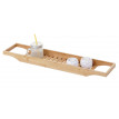 Planche pour baignoire HWC-B73, rack de dépose, support baignoire, bambou 5x67x15cm