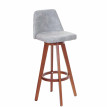 Tabouret de bar&nbsp;HWC-C43, chaise de bar/comptoir, en bois, tissu, pivotant - vintage gris, pieds foncés