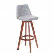 Tabouret de bar&nbsp;HWC-C43, chaise de bar/comptoir, en bois, tissu, pivotant - vintage gris, pieds foncés