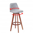 Tabouret de bar&nbsp;HWC-C43, chaise de bar/comptoir, en bois, tissu, pivotant - vintage gris, pieds foncés