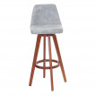 Tabouret de bar&nbsp;HWC-C43, chaise de bar/comptoir, en bois, tissu, pivotant - vintage gris, pieds foncés