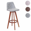 Tabouret de bar&nbsp;HWC-C43, chaise de bar/comptoir, en bois, tissu, pivotant - vintage gris, pieds foncés