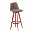 2x tabouret de bar HWC-C43, chaise de bar / comptoir, bois tissu, rotatif - vintage marron, pieds foncés