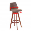 2x tabouret de bar HWC-C43, chaise de bar / comptoir, bois tissu, rotatif - vintage marron, pieds foncés