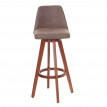 2x tabouret de bar HWC-C43, chaise de bar / comptoir, bois tissu, rotatif - vintage marron, pieds foncés