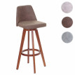 2x tabouret de bar HWC-C43, chaise de bar / comptoir, bois tissu, rotatif - vintage marron, pieds foncés