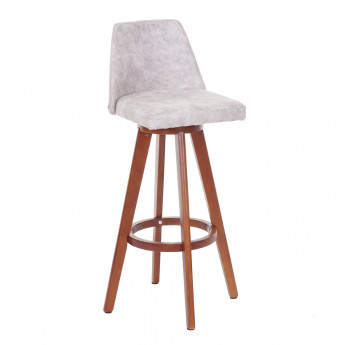 Tabouret de bar&nbsp;HWC-C43, chaise de bar/comptoir, en bois, tissu, pivotant - vintage gris clair, pieds foncés