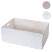 Boîte en bois HWC-C20, style shabby - 60x40x24cm, blanc shabby