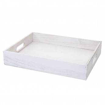 Boîte en bois HWC-C20, style shabby - 40x30x7cm, blanc shabby