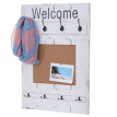 Portemanteau mural HWC-C89 avec tableau d'affichage, 91x60cm - blanc shabby