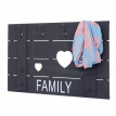 Portemanteau mural HWC-C89, FAMILY, 8 crochets, 60x90cm - gris foncé shabby