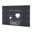 Portemanteau mural HWC-C89, FAMILY, 8 crochets, 60x90cm - gris foncé shabby