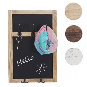 Portemanteau mural HWC-C51, tableaux noirs, 55x34cm - brun naturel, shabby