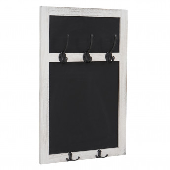 Portemanteau mural HWC-C51, tableaux noirs, 55x34cm - blanc, shabby