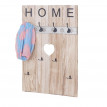Portemanteau mural HWC-C89, HOME, 8 crochets, 91x60cm - brun naturel shabby