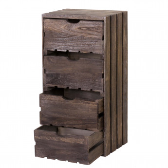 Commode HWC-C62, 4 tiroirs, 70x32x26cm - brun shabby