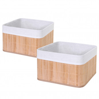 2x boîte de rangement HWC-C21, bambou - nature