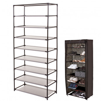 Meuble à chaussures HWC-B68, 8 étagères, 140x60x28cm - gris