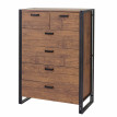 Buffet haut HWC-A27, 115x80x40cm, 6 tiroirs, aspect chêne