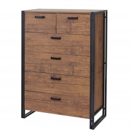 Buffet haut HWC-A27, 115x80x40cm, 6 tiroirs, aspect chêne