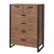 Buffet haut HWC-A27, 115x80x40cm, 6 tiroirs, aspect chêne
