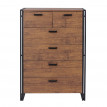 Buffet haut HWC-A27, 115x80x40cm, 6 tiroirs, aspect chêne