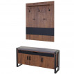 Portemanteau mural + banquette HWC-A27, 53x110x30cm, aspect chêne