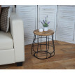Table d'appoint HWC-A80, table de nuit, design industriel, bois véritable, Ø35cm