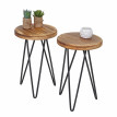 2x jardinière HWC-A80, tabouret de plantes, table de plantes, design industriel, bois naturel