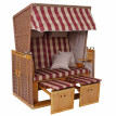 Fauteuil / cabine de plage en polyrotin HWC-A11, Mer du Nord - rouge/beige