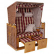 Fauteuil / cabine de plage en polyrotin HWC-A11, Mer du Nord - rouge/beige