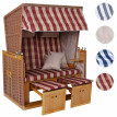 Fauteuil / cabine de plage en polyrotin HWC-A11, Mer du Nord - rouge/beige