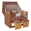 Fauteuil / cabine de plage en polyrotin HWC-A11, Mer du Nord - rouge/beige