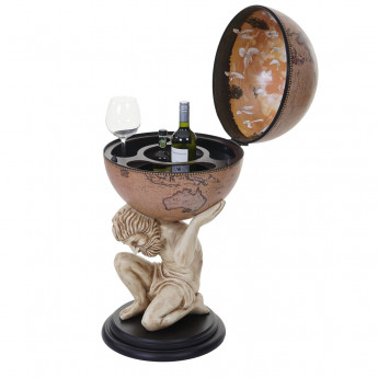 Globe terrestre, bar de salon HWC-A76, minibar avec sculpture 85x42x42cm