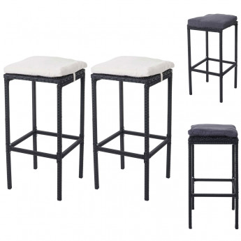 2x tabouret de bar en polyrotin HWC-A28, chaise de comptoir anthracite - coussin anthracite