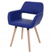 Chaise de salle à manger HWC-A50 II, fauteuil, design rétro des années 50 - similicuir, bleu